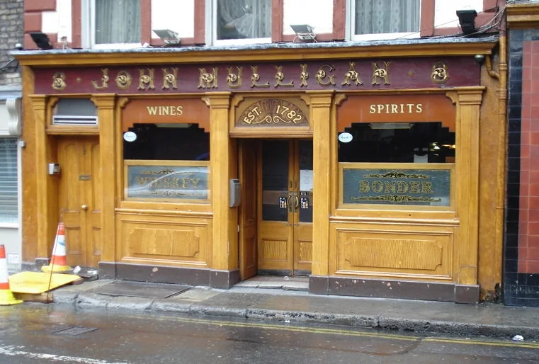 Fachada real de Mulligan’s en Poolbeg Street